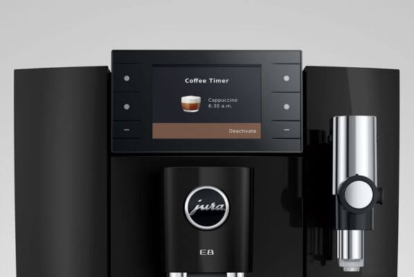 Ekspres do kawy JURA C9 Piano White ekran  Ekspres do kawy JURA E8 ED Piano Black timer